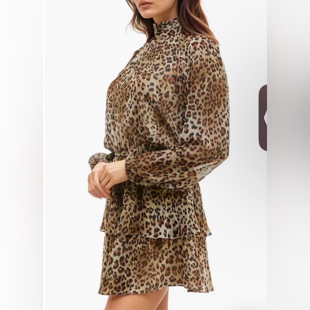 NWT Tiered tie neck billowy sleeve dress
